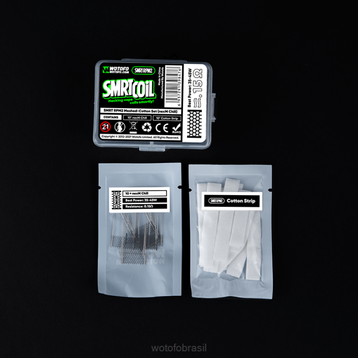 WOTOFO Brasil - nexmesh frio T2XB351 Wotofo SMRT conjunto rpm2 malha-algodão