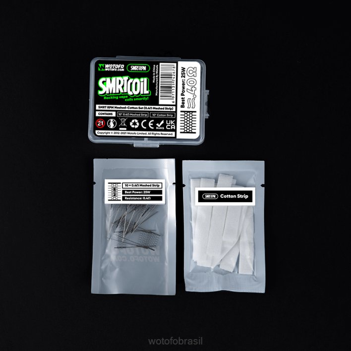 WOTOFO disposable - Malha de 0,4 ohm + algodão T2XB349 Wotofo SMRT conjunto de malha-algodão rpm