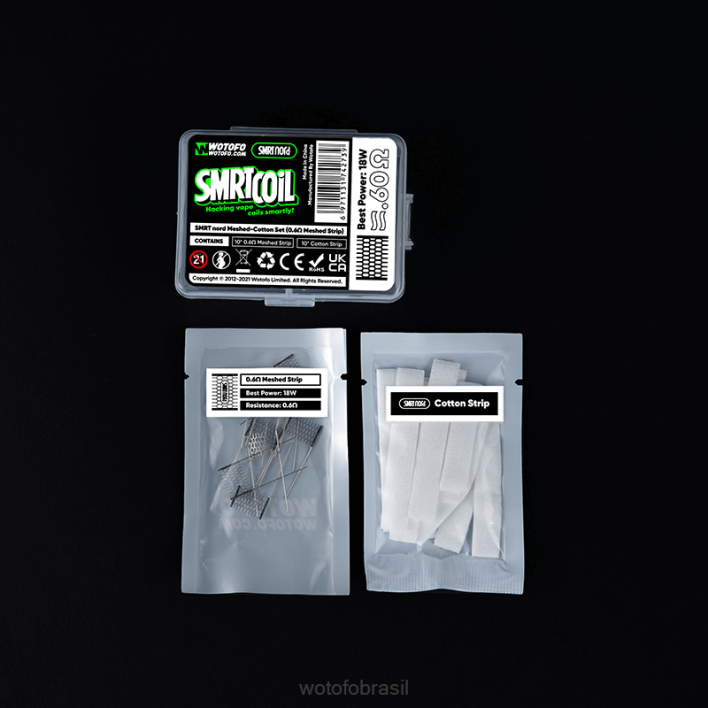 WOTOFO flavors - Malha de 0,6 ohm + algodão T2XB350 Wotofo SMRT conjunto nord mesh-algodão